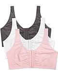 Fruit of the Loom womens Front Closure Cotton Sports Bra, Blushing Rose/Charcoal/White, 46 US