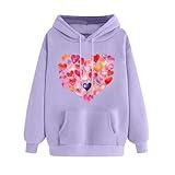 maisdgop Hoodies for Women Oversized Heart Graphic Hooded Sweatshirt 2025 Trendy Valentine's Day Pullover with Pockets