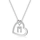 M MOOHAM Initial Necklaces for Women Silver, Initial Necklace M Necklace for Girls Gifts for Girls Letter Necklace Silver Jewelry Necklace for Teen Girls Jewelry for Teen Girls Gifts