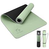 Gruper Yoga Mat Non Slip, Eco Friendly Fitness Exercise Mat with Carrying Strap,Pro Yoga Mats for Women,Workout Mats for Home, Pilates and Floor Exercises 4.Matcha Green/Black