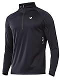 NORTHYARD Men's Running Shirt Long Sleeve Quarter Zip Pullover Moisture Wicking Quick Dry Athletic Workout Shirts Black-XL