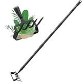 Stirrup Hoe and Cultivator Garden Tool Heavy Duty, Scuffle Loop Hula Action Hoe Weeding Gardening Hand Tools for Women Kids Men, Metal Weeder Scraper Garden Hoe Rake Weed Puller Long Handle 32-62 inch