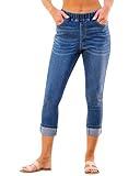 GRAPENT Trouser Jeans Western Womens Clothing Women's Clothes High Waisted Capris for Women Crop Pants Women's Wear to Work Pants & Capris Work Jeans for Women Color Darkness Blue Size XL X-Large