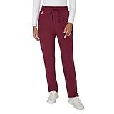 Hanes Comfort Fit Pants, Moisture-Wicking Healthcare Scrubs for Women, 3 Pockets, Afternoon Burgundy, Large