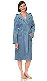 TowelSelections Womens Robe, Premium Cotton Hooded Bathrobe for Women, Soft Terry Cloth Robes for Women 2X-3X Blue