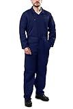 Kolossus Coveralls for Mens Long Sleeve Cotton Blend Work Jumpsuit APPAREL Navy Blue, Large