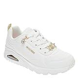 Skechers Girls UNO GEN1 Sneaker, White/Gold, 1 Little Kid