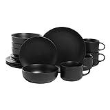 10 Strawberry Street Wazee Matte Coupe Dinnerware Set, 16 pc, Black