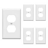 ENERLITES Duplex Wall Plates Kit, Electrical Outlet Covers, Standard Size 1-Gang 4.50" x 2.76", Unbreakable Polycarbonate Thermoplastic, Electric Receptacle Plug Covers, 8821-W-5PCS, White (5 Pack)