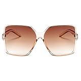 Dollger Oversized Square Sunglasses for Women Big Large Wide Fashion Shades for Men 100% UV Protection Trendy Brown