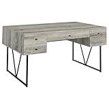 Coaster Home Furnishings Analiese Rustic 63-Inch 4-Drawer Home Office Computer Writing Desk Study Table with Storage Engineered Eco-Friendly Wood Look Laminate Sturdy Steel Grey Driftwood 801999