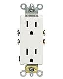 Leviton 5325-WMP 15 Amp, 125 Volt, Decora Duplex Receptacle, Residential Grade, Grounding, 10-Pack, White