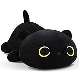 MIAOHAHA Plush Cat Toy Plush Pillow Stuffed Animal Cat Toy Cute Plushies Kids Plush Toy Pillow(Black Cat,30cm/11.8in)