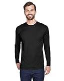 UltraClub Adult Cool Dry Sport Long-Sleeve Interlock T-Shirt L BLACK