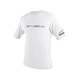 O'Neill UV 50+ Sun Protection Mens Basic Skins Short Sleeve Tee Sun Shirt Rash Guard, White, Large