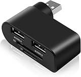 1Pc Black 4 in 1 USB 2.0 Hub Docking Station 1 USB2.0 480Mbps 180 Degrees Rotatable Splitter Card Fast Reader for Laptop Notebook USB Hub Adapter Computer Accessories and Peripherals