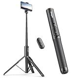 Sensyne 60" Phone Tripod & Selfie Stick, Lightweight All in One Phone Tripod Integrated with Wireless Remote Compatible with All Cell Phones for Selfie/Video Recording/Photo/Live Stream/Vlog（Black）