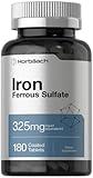 Horbäach Iron Ferrous Sulfate 325mg | 180 Count | Vegetarian, Non-GMO & Gluten Free Dietary Supplement