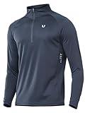 NORTHYARD Men's Running Shirt Long Sleeve Performance Zip Pullover Quick Dry Athletic Workout Shirts COOLGREY-L