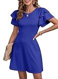 Dokotoo Blue Sundresses Dresses for Women Summer Spring Fashion 2025 Holiday Casual Plus Size Ruffle Sleeveless Womens Sun Dresses Tank Dress Cruise Outfits Mini Dress