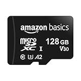 Amazon Basics Micro SDXC Memory Card with Full Size Adapter, A2, U3, Read Speed up to 100 MB/s, 128 GB, Black