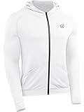 NELEUS Men's Full-Zip Athletic Jacket with Hoodies Workout Long Sleeve Fishing Hiking Performance Shirt, Pack of 1, 5901,White,US XL