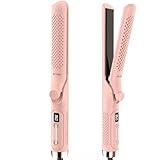 360° Airflow Styler Curling Iron - 1.25 Inch Hair Straightener and Curler 2 in 1 with Vented Cool Air to Lock in Style, Extra LongFlat Iron Curling Wand, Dual Voltage for Europe Travel
