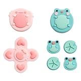 GeekShare Silicone Cross D-Pad Button Caps Set Joystick Cover - ABXY Key Buttons Sticker Compatible with Switch/OLED Joy Con - Frog & Axolotl