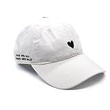 Atticus Poetry Hat, Embroidered Brushed Cotton Women’s Baseball Hat Unisex Fit, Adjustable One Size (Heart White)