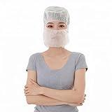 Hipifans Disposable Bouffant Hoods - 10Pcs/Set Face Hair Beard Cover Full Coverage Hairnet Cap for Food Service Work and Catering White