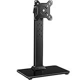 Perlegear Monitor Stand, Freestanding Monitor Mount for 13-34 inch Screens with 360 Degree Rotation, 5 Height Settings, Adjustable Desk Riser with Swivel and Tilt, Max VESA 100x100mm, PGTVS29