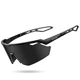 Lamicall Polarized Sports Sunglasses for Men Women, [24g Ultralight] [Adjustable Nose Pad] UV400 Protection Sun Glasses for Cycling Running Baseball Fishing Golf Beach Volleyball, Half Frame, Black