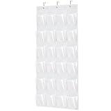 Over The Door Shoe Organizer - Space Saving Shoe Rack for Closet Door with 24 Pockets and Hook, Shoe Holder Back of Door Organizers for Shoes, Hanging Shoe Organizer(White)