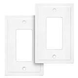 Modern Edge Decorative Wall Plate Switch Plate Outlet Cover, Durable Solid Zinc Alloy (Single Decorator 2PK, White)