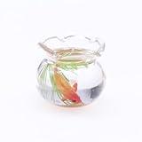 1Pcs Multicolour Mini Round Fish Tank Realistic Glass Decor for Dollhouse Display Captivating Miniature for Crafts Ornaments Handmade Landscape,Miniature Goldfish Bowls,Dollhouse Accessories(Gold)