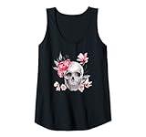 Womens Cute Skull Flower Tank Top