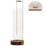 Incense Holder for Sticks, Anti-Ash Flying Incense Burner with 30 Incense Sticks, Detachable Glass Ash Catcher (Wood, Brown)