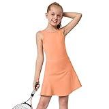 M MOTEEPI Girls Tennis Dress Sleeveless Golf Tennis School Outfits Athletic Clothes with Pockets Orange L