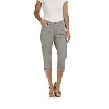 Lee Women's Relaxed Fit Austyn Knit Waist Cargo Capri Pant, Frost Gray, 10