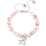 MIXJOY Horse Jewelry, Pony Jewelry Horse Charm Pink Rope Braided Beads Natural Stone Bracelet for Horse Lovers, Horse-loving Teens Horseback Riding Equestrian Gift