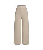 CIDER Lounge Pants Women Wide Leg Mid Waist Ribbed Knit Pants Casual Solid Warm Wool-Blend Sweatpants Fall Winter 2024: Khaki, M