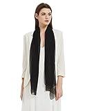 PANTONIGHT Long Chiffon Sheer Scarf For womens (065 plain black)