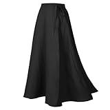 Women's Linen Wrap Skirt Casual Maxi Skirt Vintage A line Linen Skirt(Z2973BK,L)
