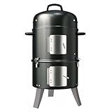 GasOne Vertical Smoker with Thermometer – 16 Inch Heavy Duty Charcoal Smoker – Multipurpose Charcoal BBQ Grill Mini Smoker for Outdoor, Camping – Easy Assembly, 2 Access Doors Grill with Smoker