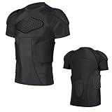 Eicolorte Men Padded Compression Shirt 6-Pads Chest Rib Protector Padded Football Shirt Protective Gear for Football Rugby Basketball