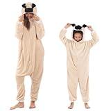 TYONMUJO Animal Onesie for Kids Adults Halloween Costumes for Girls Boys Womens Mens Cosplay Outfit Dog Pug 110