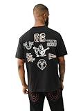 True Religion Men's Tiger Face Bling Short Sleeve Tee - Casual Graphic Crew Neck T-Shirt-Jet Black, L