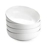 Dafuceramic 8.5Inch Pasta Bowls, 36OZ Serving Bowls, Salad Bowls Set of 4 Ceramic Sturdy & Stackable, Ideal for Housewarming, Festivals, White (36 OZ)