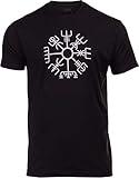 Ann Arbor T-shirt Co. Vegvisir | Nordic Viking Rune Compass Norse Germanic Icelandic Pagan Magic Symbol T-Shirt (Adult, M) Black