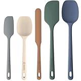 ChefAide 5 Pieces Silicone Spatula Set, Food Grade Rubber Spatula, Upgrade Strong Handle with Ergonomic Grip, Heat Resistant Up to 600°F for Nonstick Cookware, Cooking
